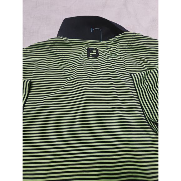 Footjoy Mens Tie Stripe Polo Green Blue Mens Size Medium - Picture 5 of 6